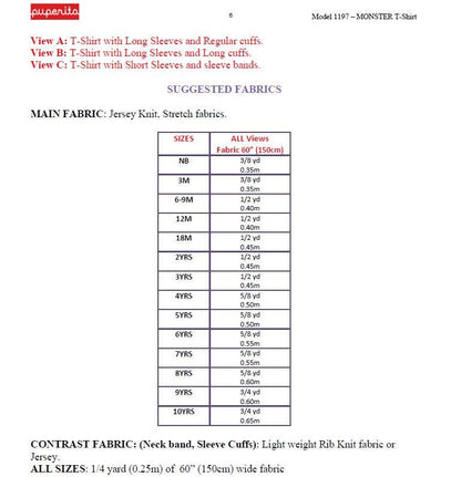 Monster Snug Fit T-Shirt Pattern