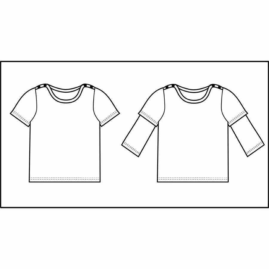 Wave Double Sleeve T-Shirt Pattern