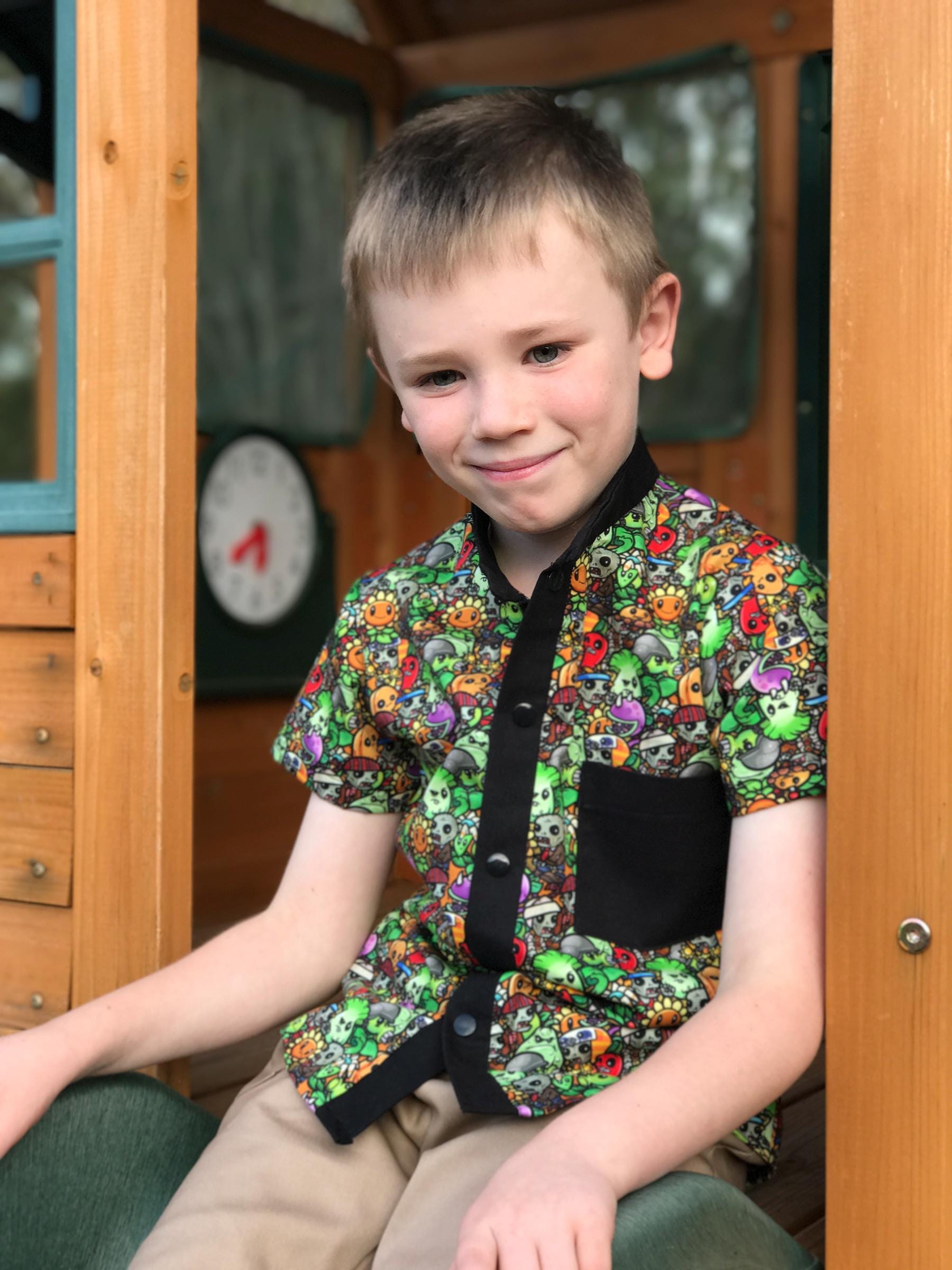 Piggy Mandarin Collar Shirt Pattern