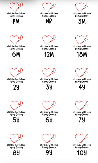 Stitched With Love By My Granny Size Label Cut Files