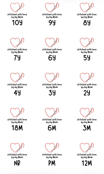 Size Label Cut Files - Stitched with love by my Mom