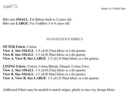 Foxy Bibs Pattern