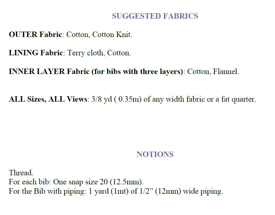 Cuddly Bibs Pattern